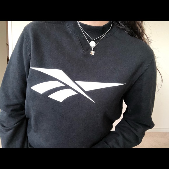 BLACK REEBOK CREW NECK SWEATER - Picture 3 of 4